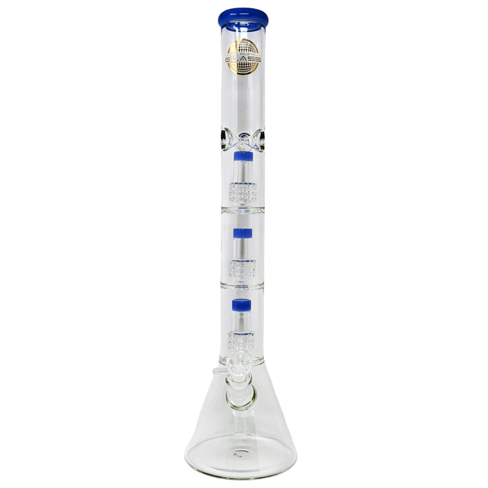 On Point Glass 20" Triple Matrix Perc Beaker Water Pipe with Colored Rim